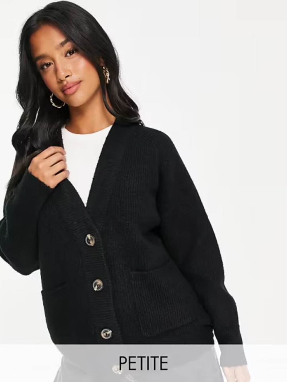 Threadbare Michayla oversized cardigan in black in 6 Petite